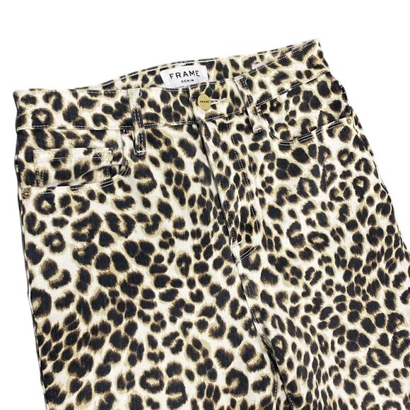 FRAME Ali High Rise Cigarette Jean Womens Sz 26 Leopard Slim Fit - Picture 2 of 6